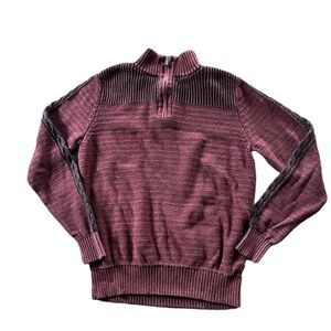 Rock & Republic Mens Maroon 1/4 Zip Pullover Sweatshirt Size Medium